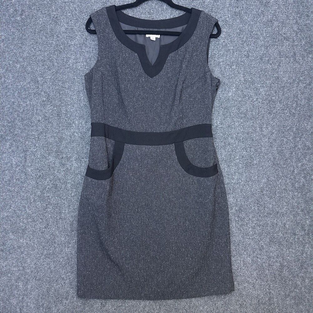 Merona Gray Black Colorblock Sheath Dress V‑Neck Work Office Career Women’s 14